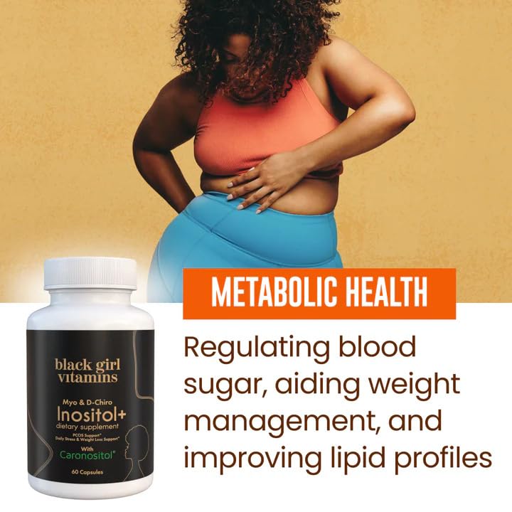 Black Girl Vitamins Inositol: Visuel équilibre hormonal potentiel et bien-être quotidien.