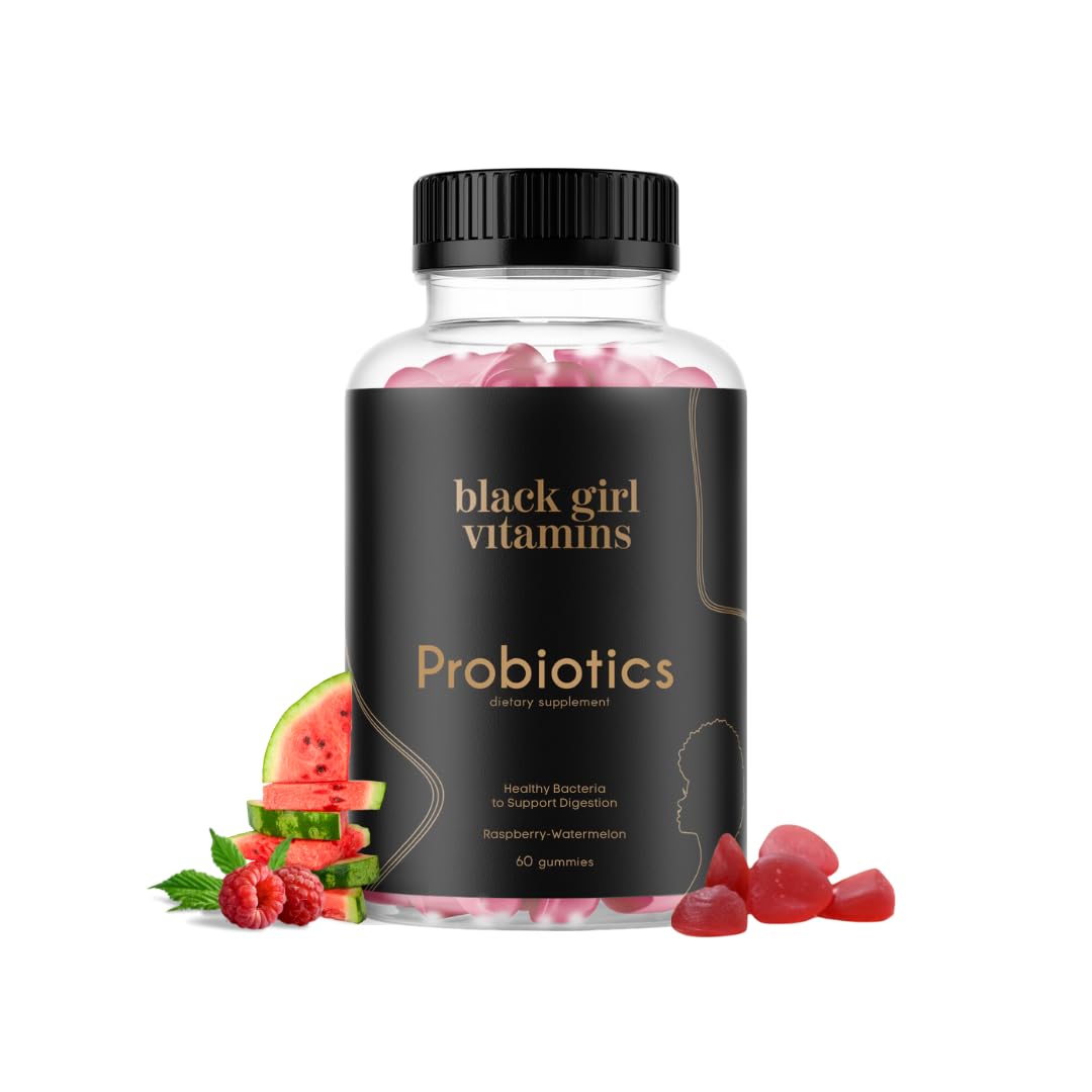 Gomme probiotiques Black Girl Vitamins goût framboise-pasteque, favorise digestion équilibrée.