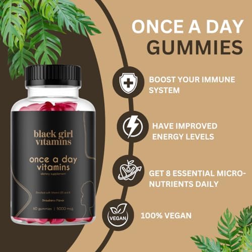 Gummies utilisables au quotidien Black Girl Vitamins Une fois par jour pour énergie légère.