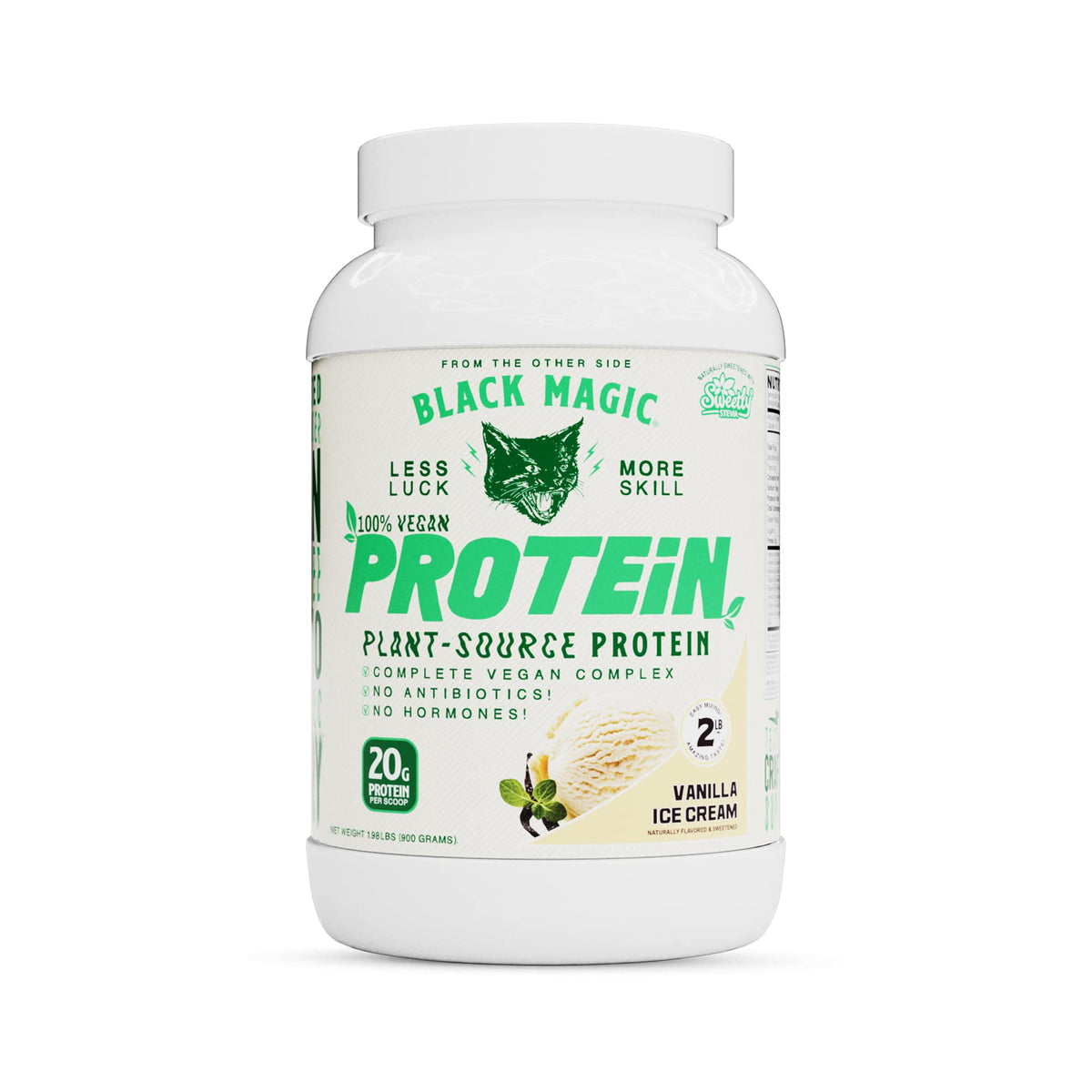 Protéine végétale Black Magic en poudre vanille crème glacée prête à mélanger après entrainement