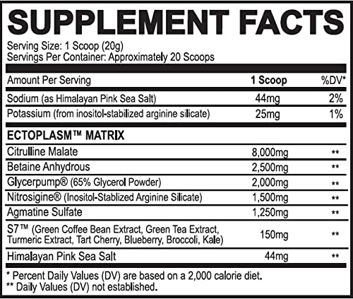 Étiquette du produit Ecto Plasm montre saveur Fruit Punch et utilisation simplifiée.