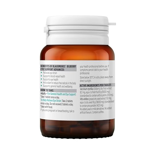 Étiquette Blackmores, ingrédients naturels sans colorants artificiels.