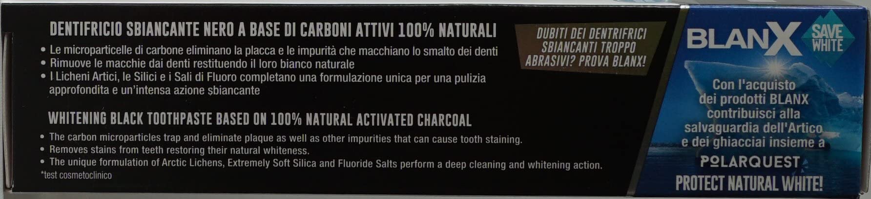 BLANX – pâte noire sur brosse, usage quotidien simplifié.