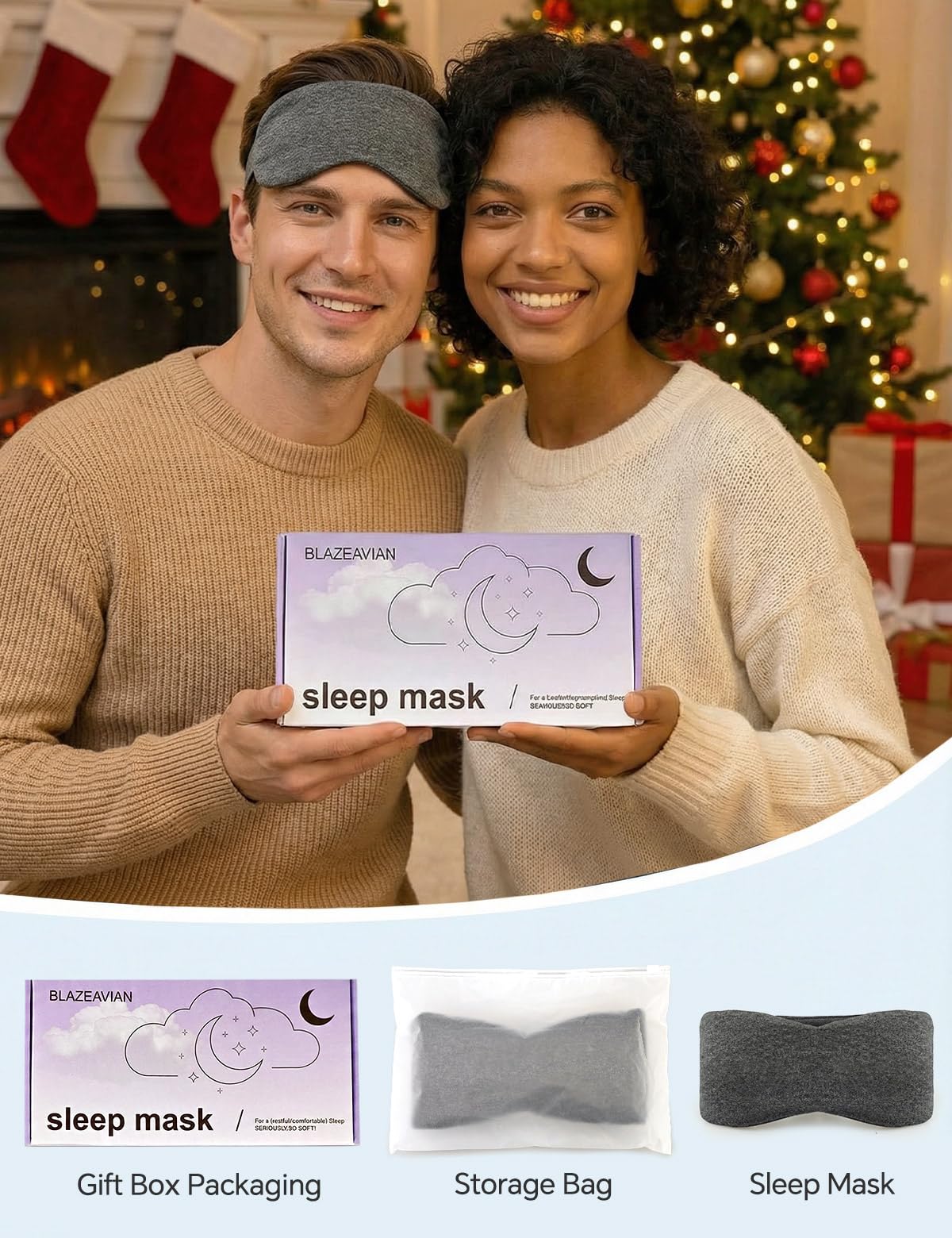 Blazeavian masque sommeil coffret cadeau élégant, idéal pour offrir relaxation et sommeil.