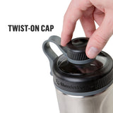BlenderBottle Radian, capuchon étanche avec rotation d'un quart de tour pour éviter les fuites.