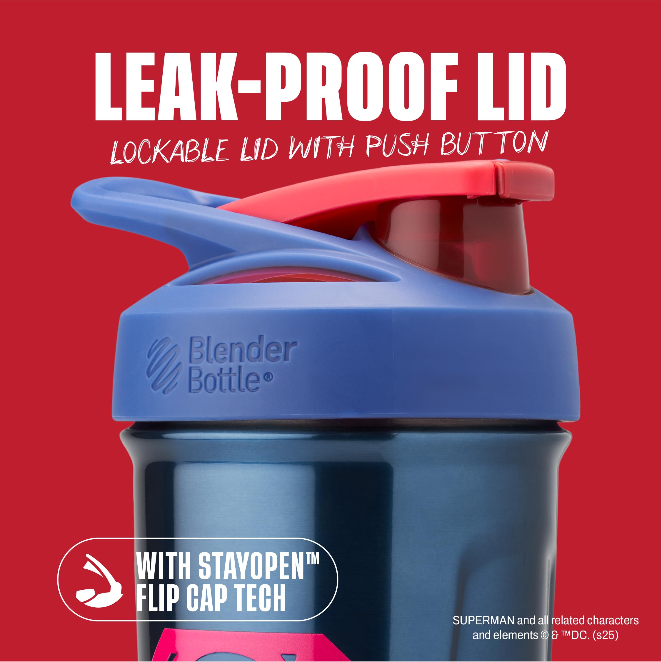 BlenderBottle Superman Sport gobelet mélangeur, BlenderBall intégré pour des mélanges homogènes