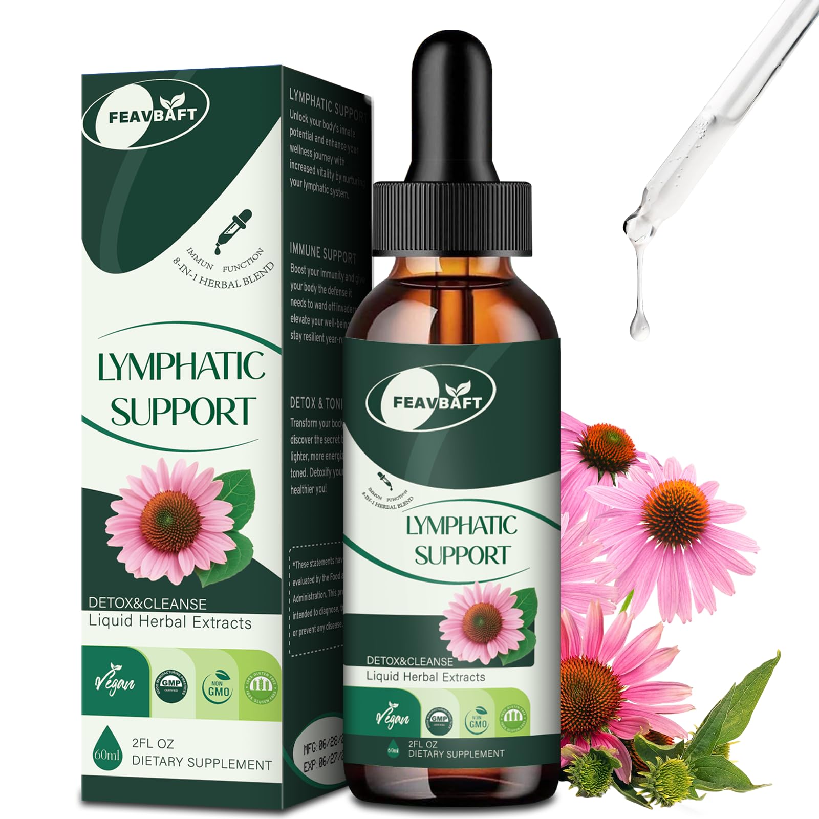 BLENSTCS gouttes drainage lymphatique dans une bouteille pratique pour usage quotidien.