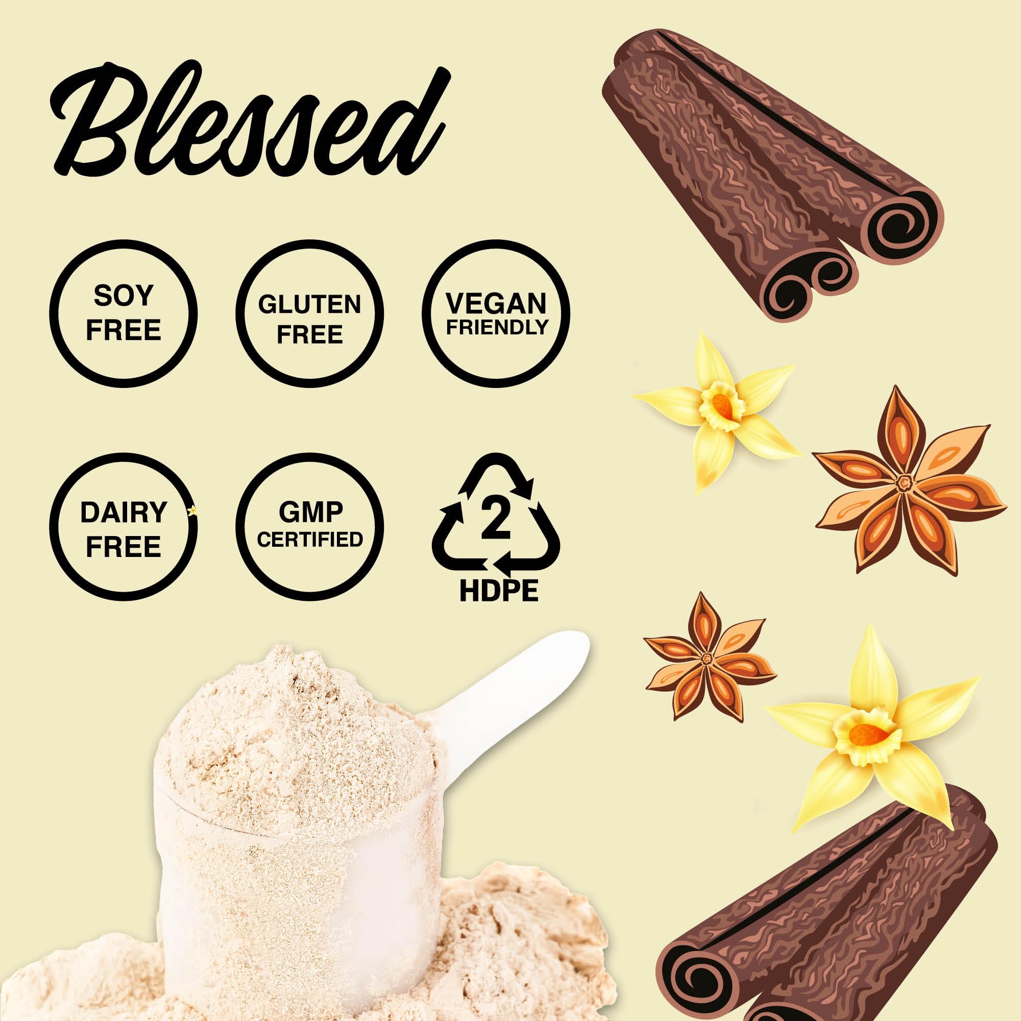 Blessed Protéine Vegan Saveur Naturelle offre une dégustation douce et naturelle.