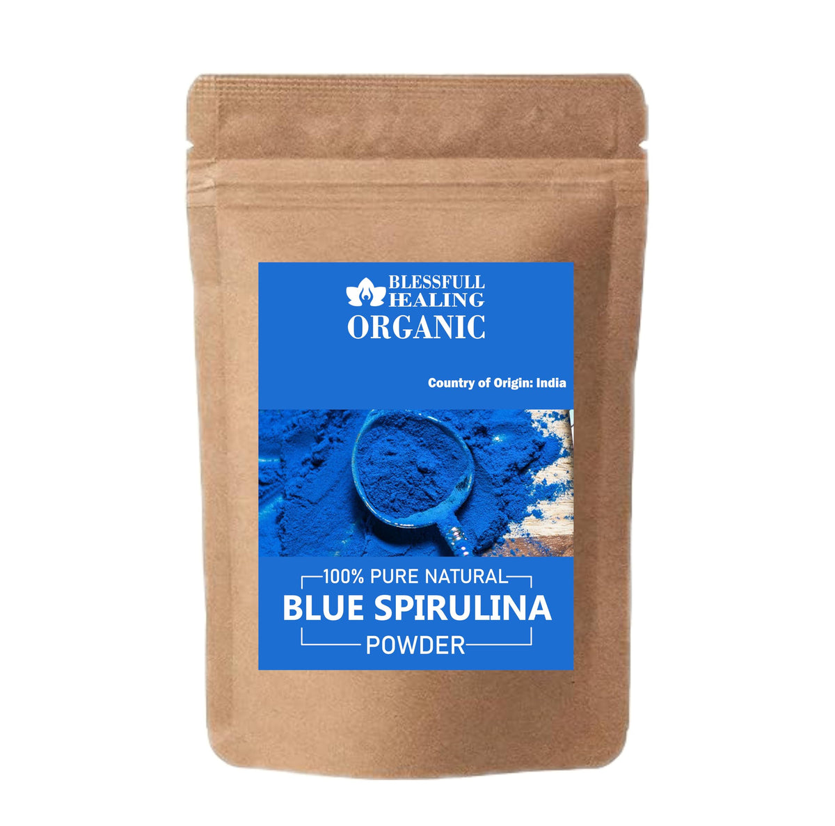 Blessfull Healing Poudre spiruline bleue – couleur vive pour smoothies nutritifs.