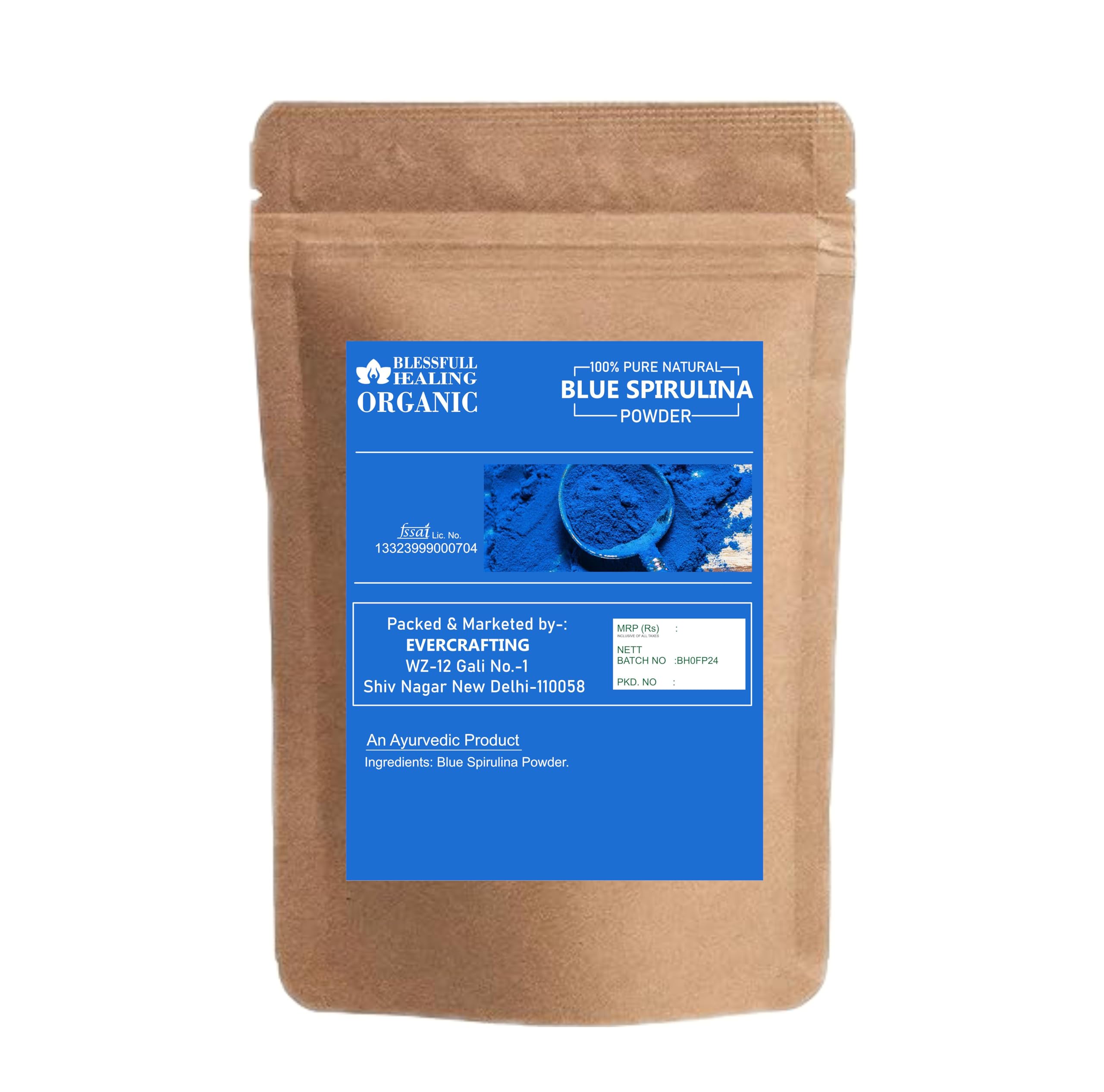 Blessfull Healing Spiruline bleue – idéal pour yaourt et céréales, couleur naturelle.