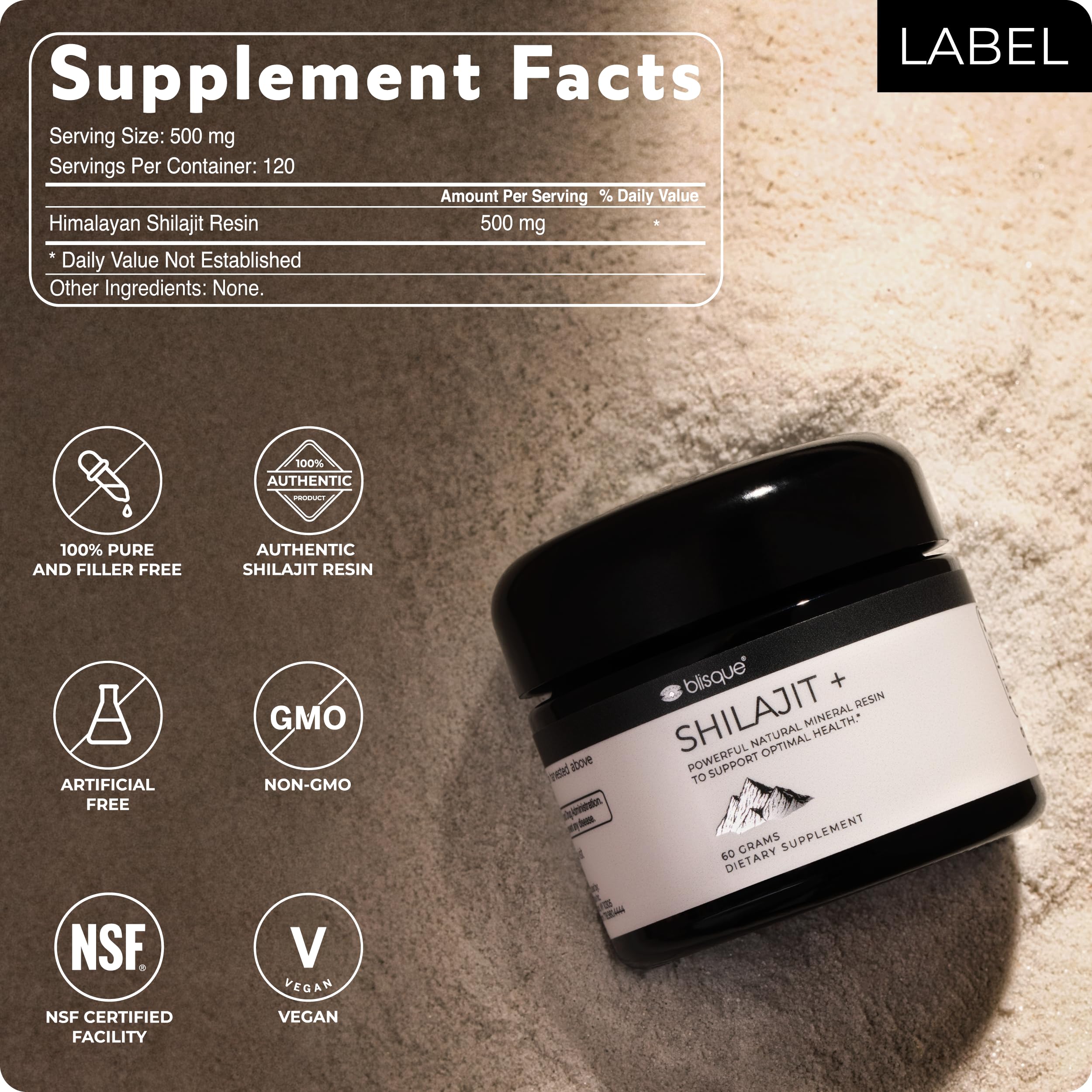 Blisque Shilajit résine—aspect laboratoire et sécurité