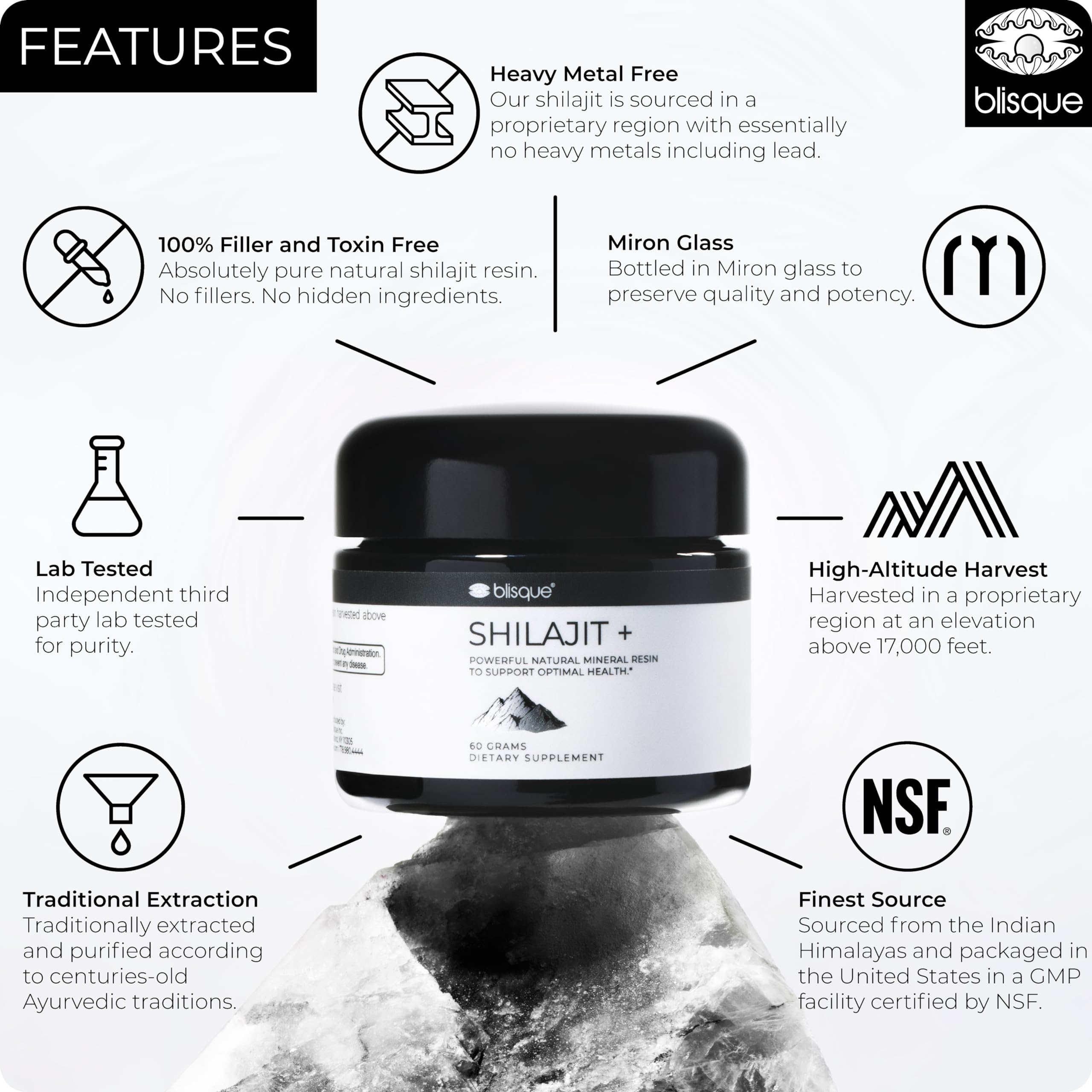 Blisque Shilajit résine—résine brute de haute qualité