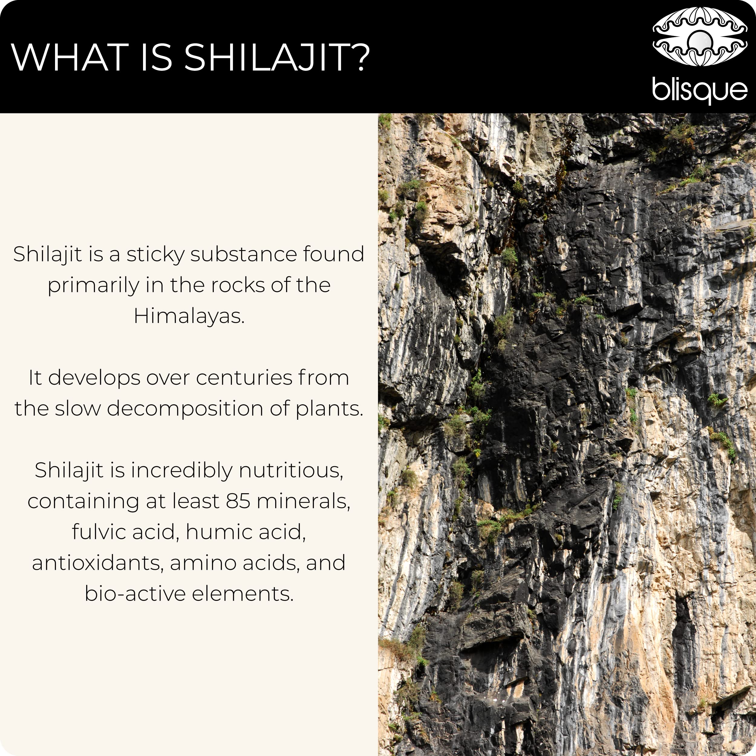 Blisque Shilajit résine—rituel quotidien et énergie douce