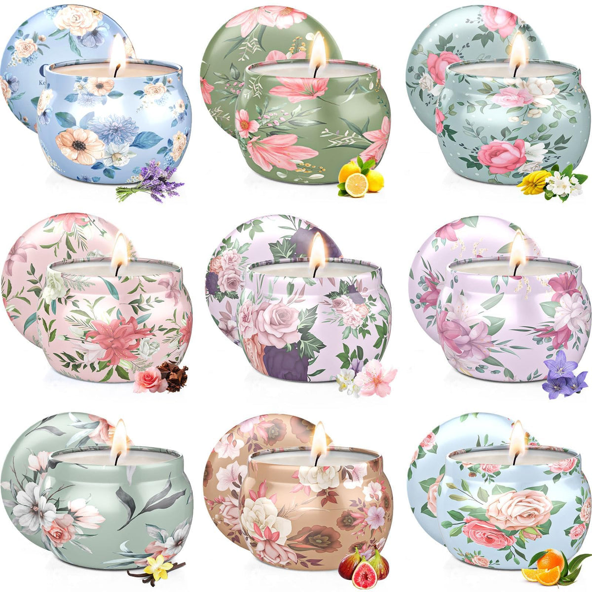 Bougies BlissfulOasis ensemble, parfums variés pour ambiance relaxante.