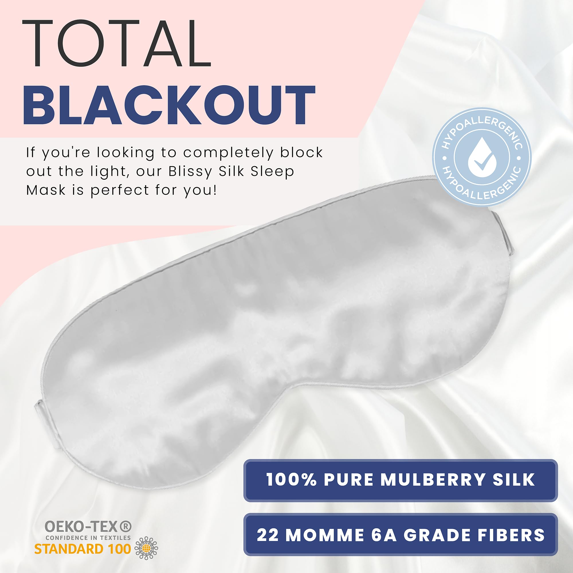 Masque BLISSY en soie 22 momme, douceur premium pour la peau.