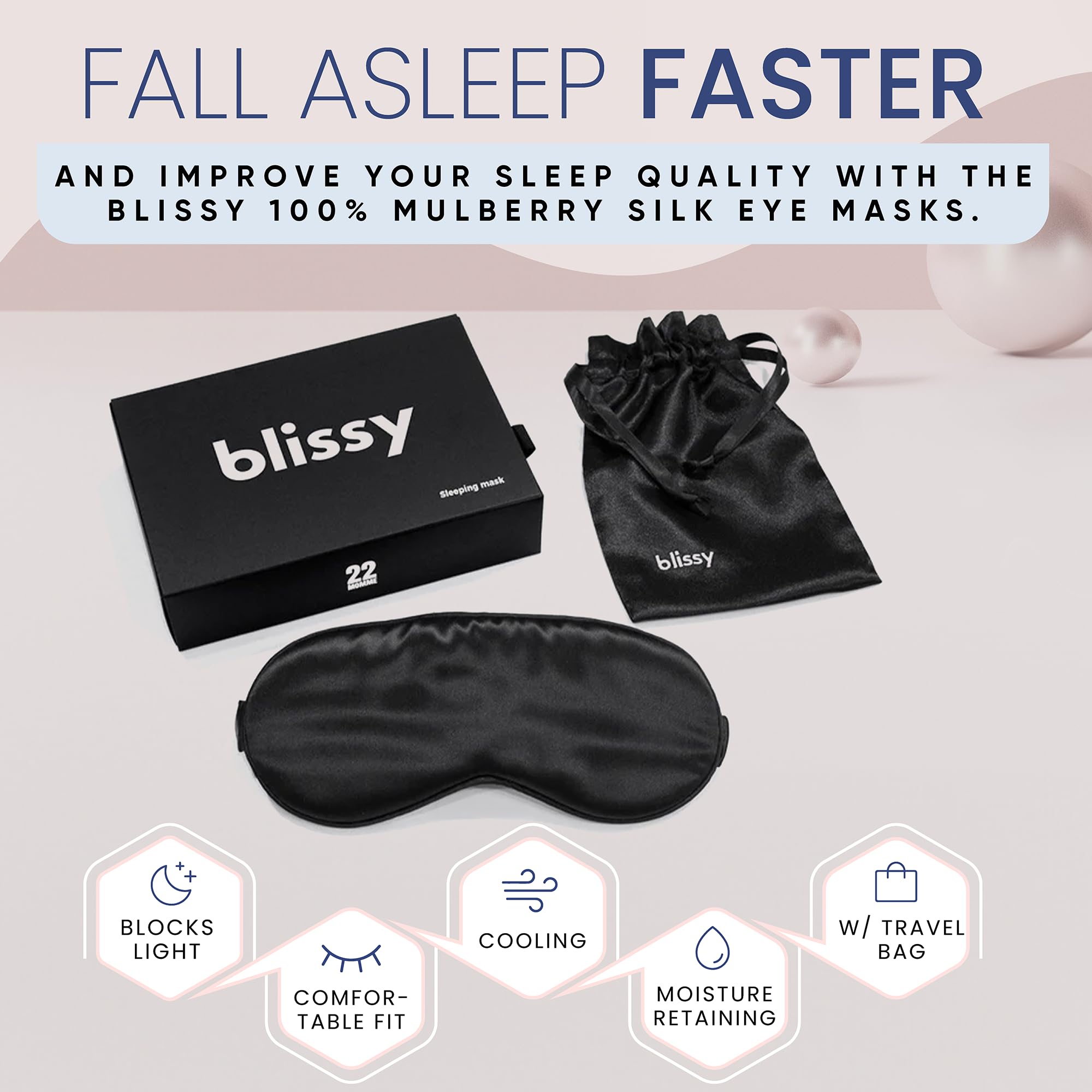 Blissy masque soie Contour naturel pour suivre les courbes du visage et réduire les frottements