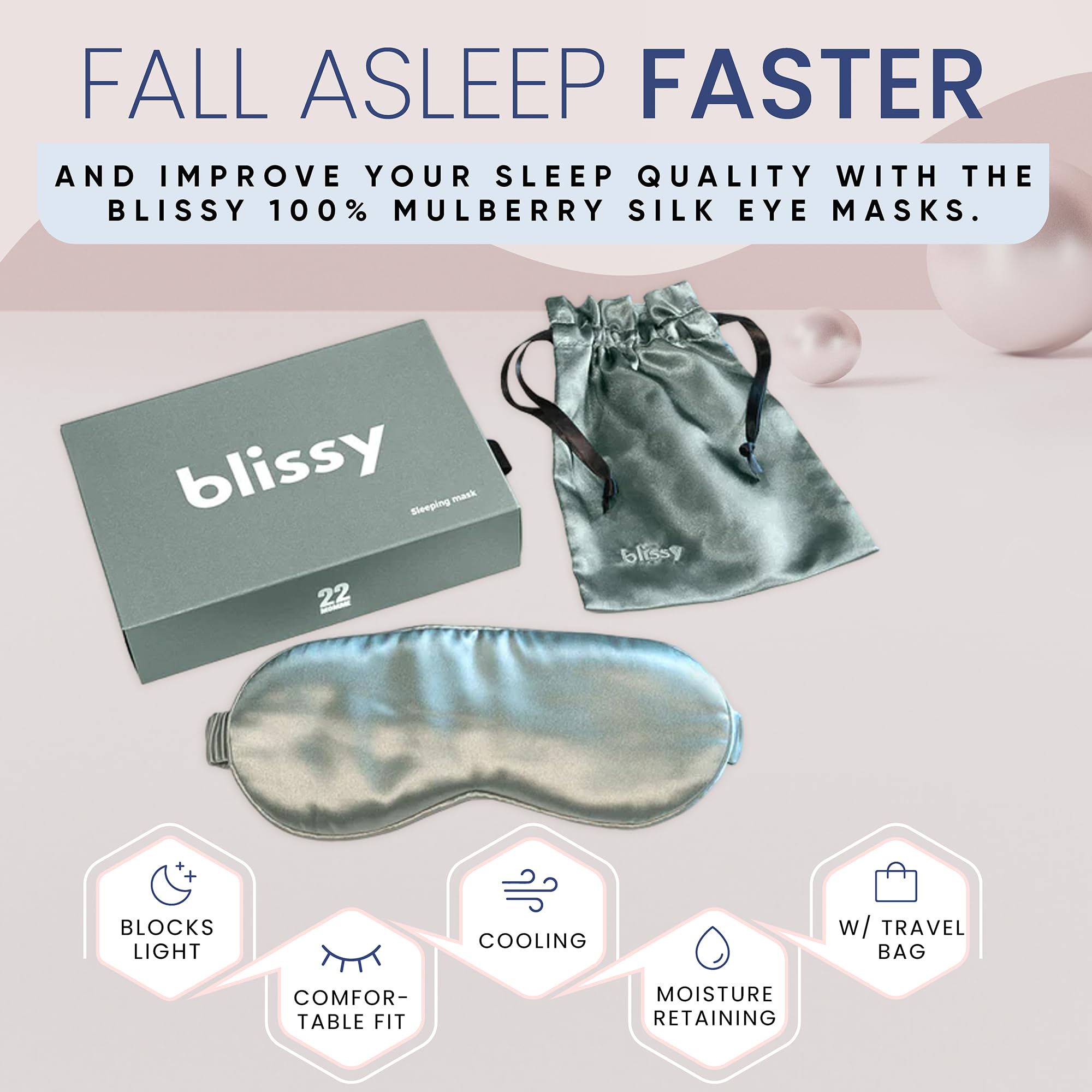 Blissy masque-soie emballage-sachet-satin élégant, cadeau