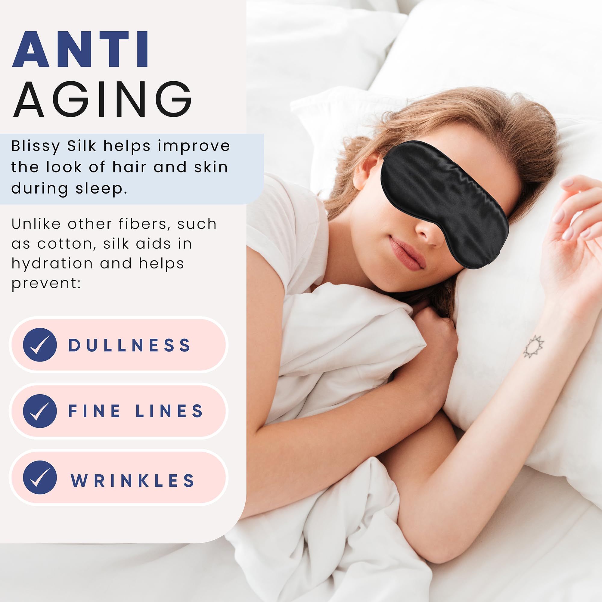 Blissy masque soie Hydratation visage aide à préserver l'hydratation durant le sommeil