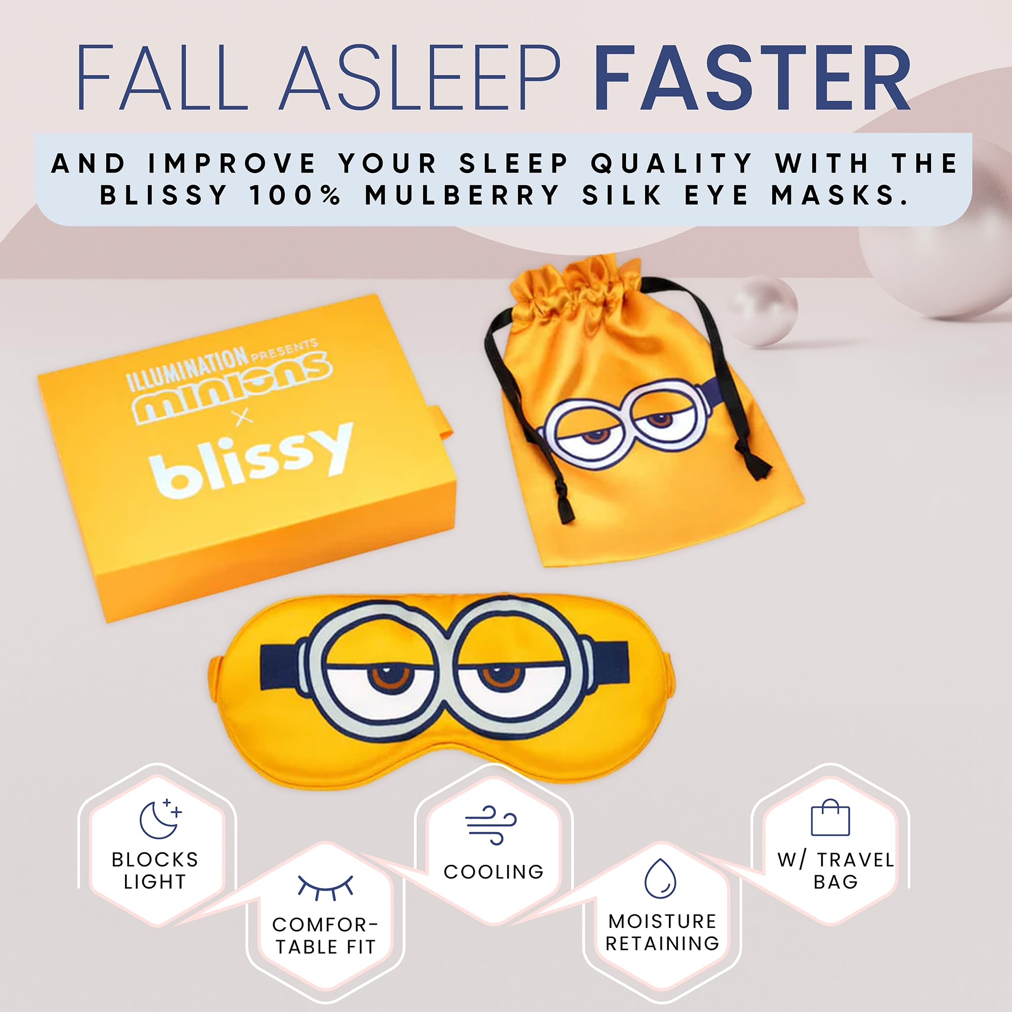Masque Blissy offrant obscurité totale pour un sommeil profond.