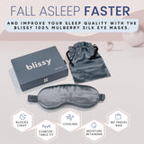 Blissy masque-sommeil soie ardoise - emballage élégant, prêt à offrir.