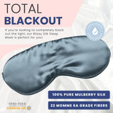 Blissy masque-sommeil soie ardoise - vue profil, confort ciblé et obscurcissement total.
