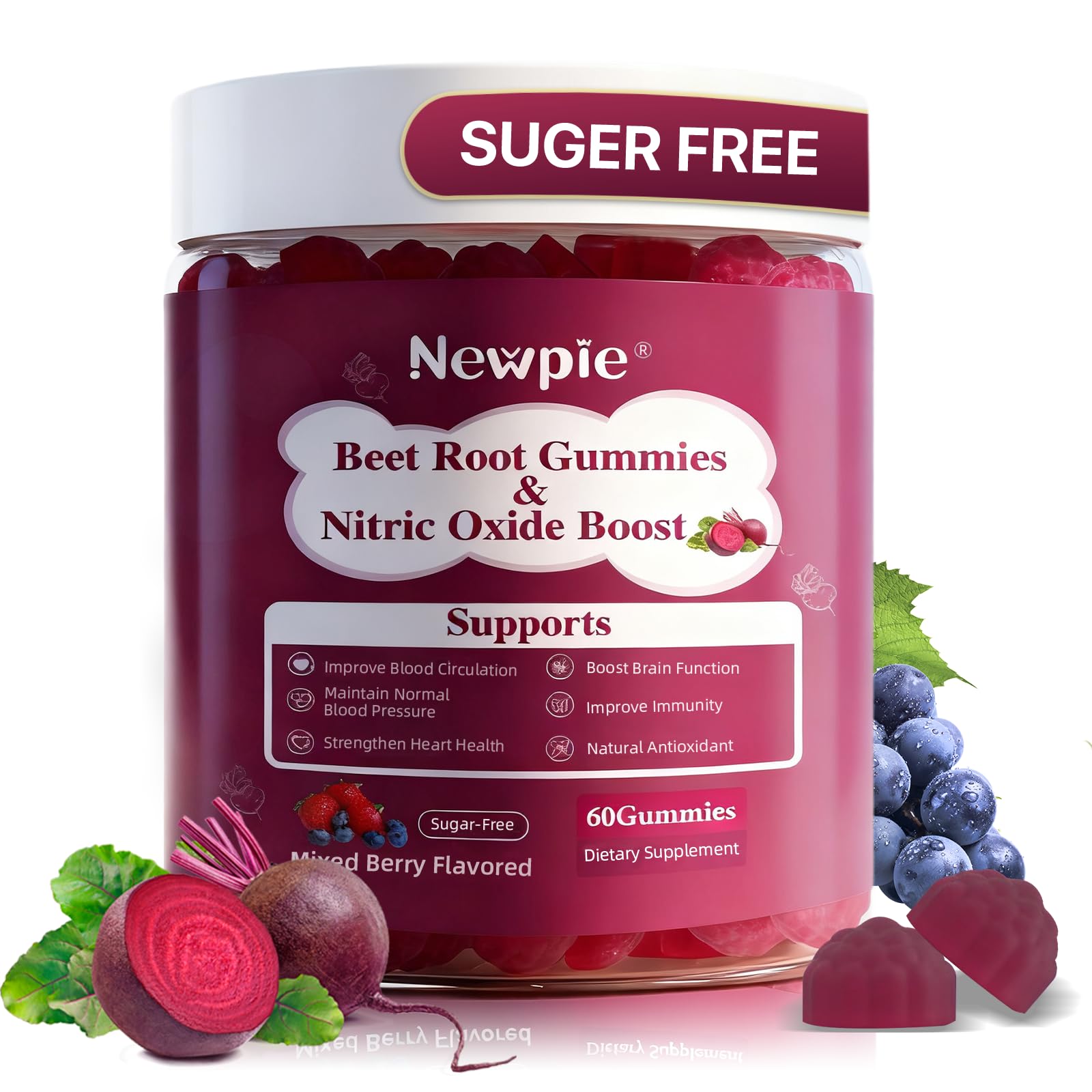 Gommes Blltzzz betterave au goût fruits rouges, énergie potentielle et absorption améliorée.