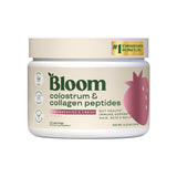 Bloom Nutrition colostrum bovin poudre fraise en bouteille, soutien immunitaire et digestion.