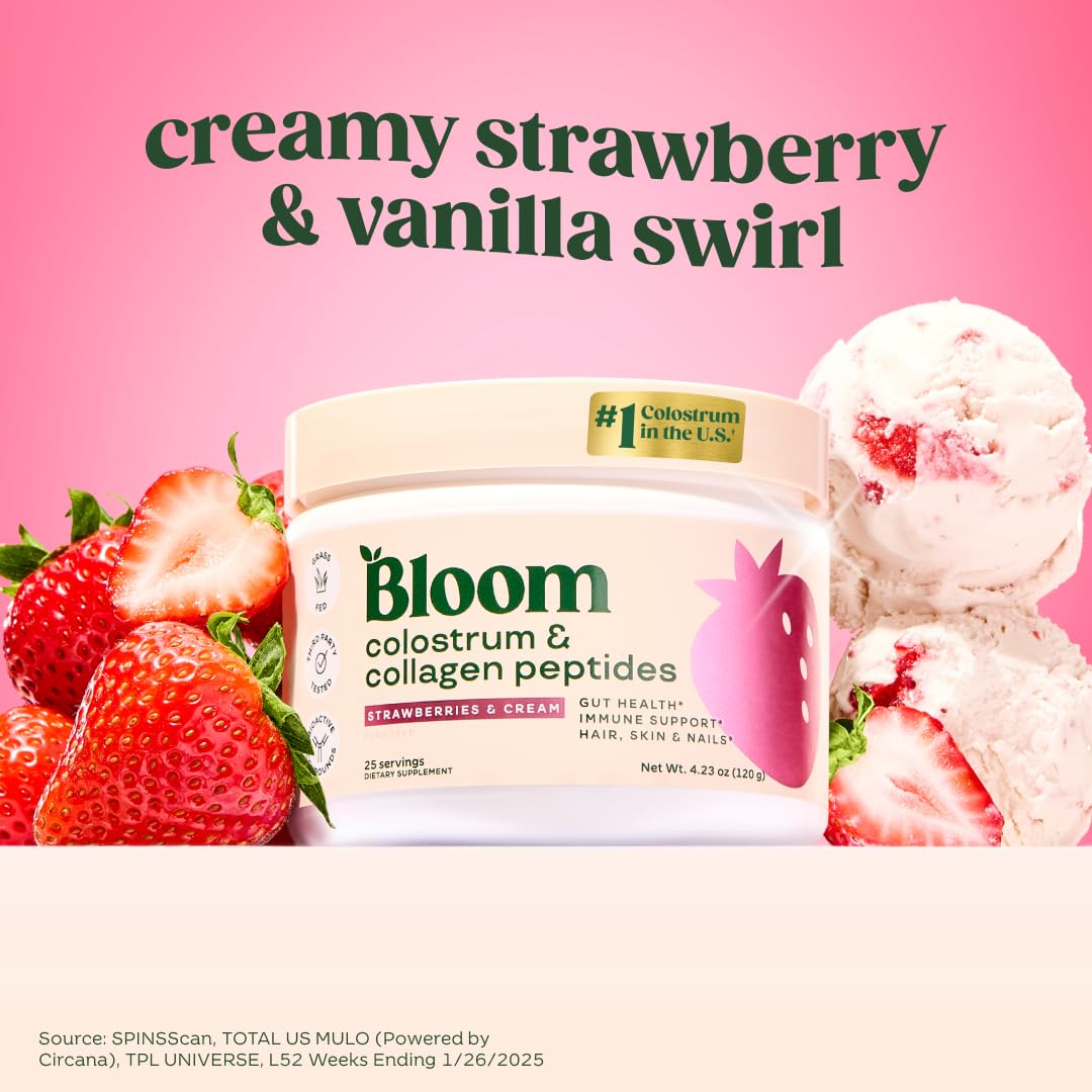  Bloom Nutrition doseur poudre colostrum bovin, facilité de dosage quotidien et bien-être.