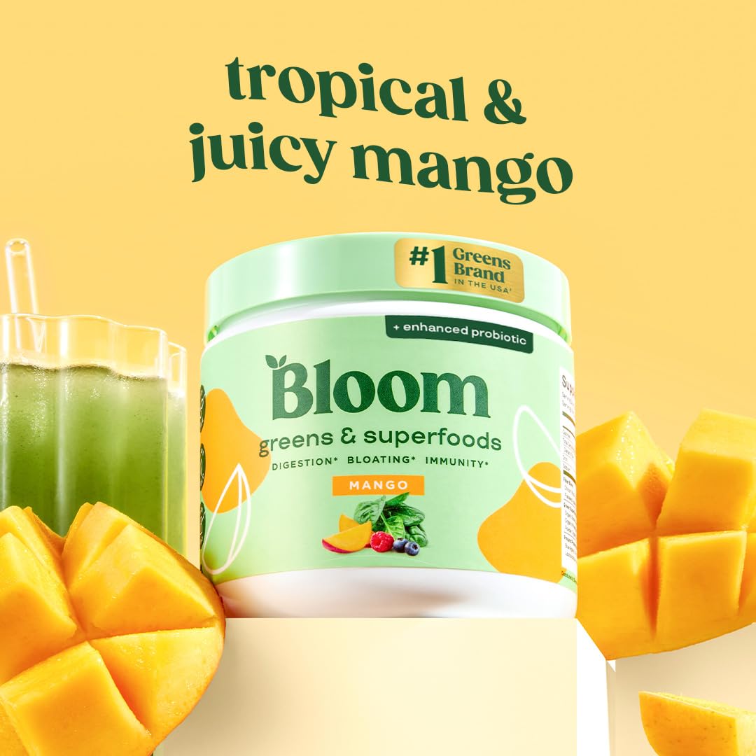 Bloom Nutrition – goût mangue, boisson fruitée idéale pour démarrer la journée.