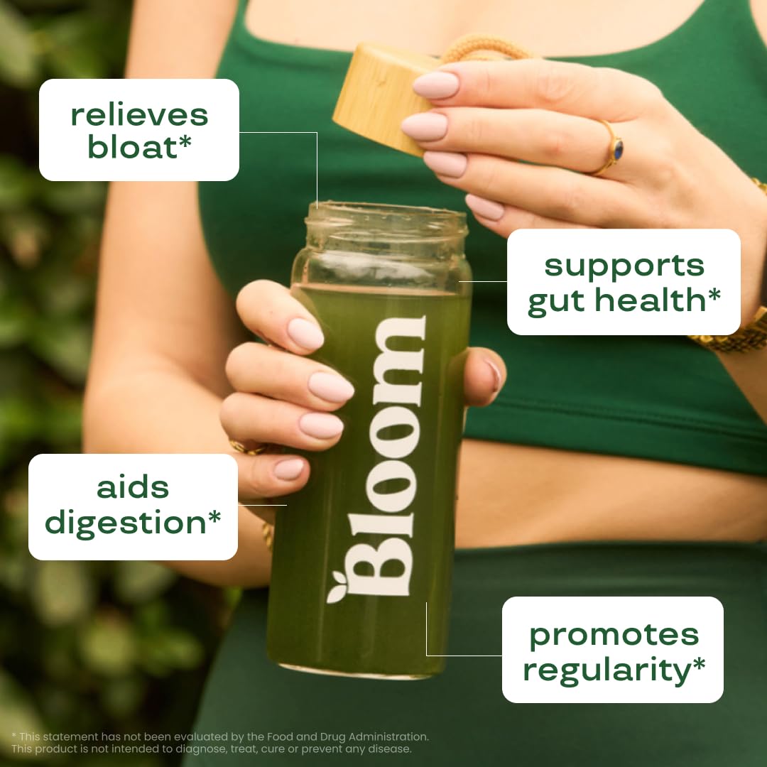 Bloom Nutrition Greens Poudre Prébiotiques Probiotiques: soutien intestinal quotidien sans allergènes.