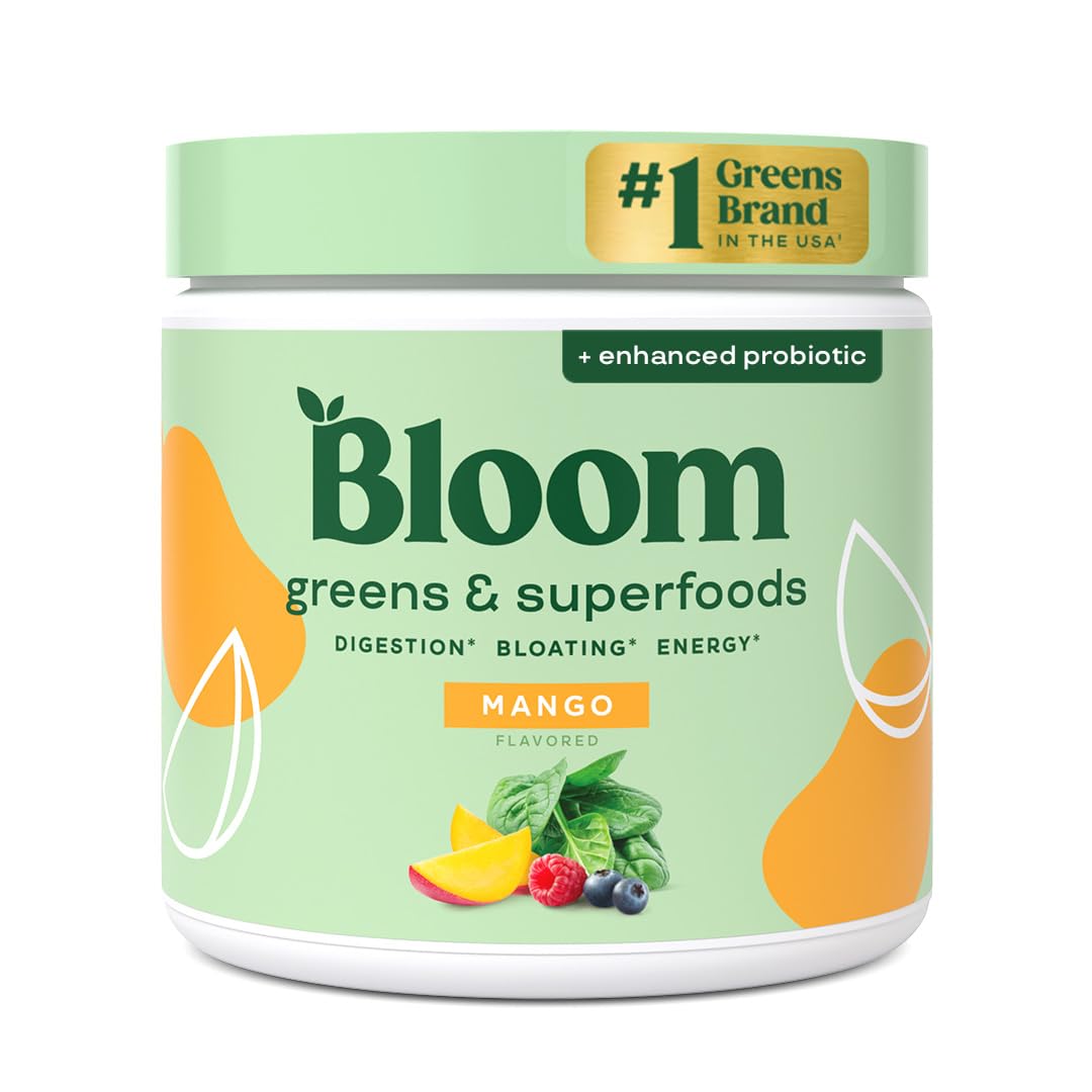 Bloom Nutrition – emballage poudre greens, pratique pour augmenter votre apport en légumes.