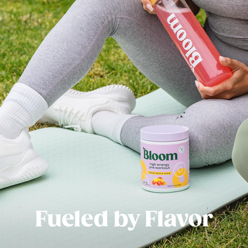Bloom Nutrition Pre Workout, arômes variés pour une boisson agréable.