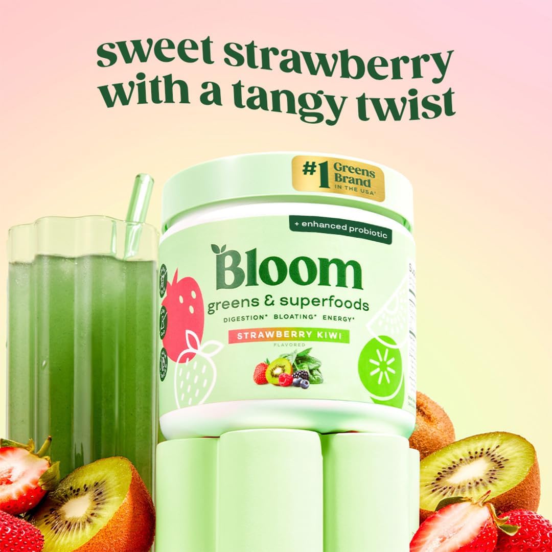 Bloom Nutrition prébiotiques et probiotiques, illustration montrant soutien digestif potentiel.