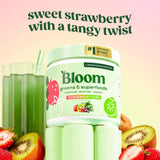 Bloom Nutrition prébiotiques et probiotiques, illustration montrant soutien digestif potentiel.