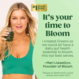 Bloom Nutrition utilisation quotidienne, mélange dans smoothie ou eau.