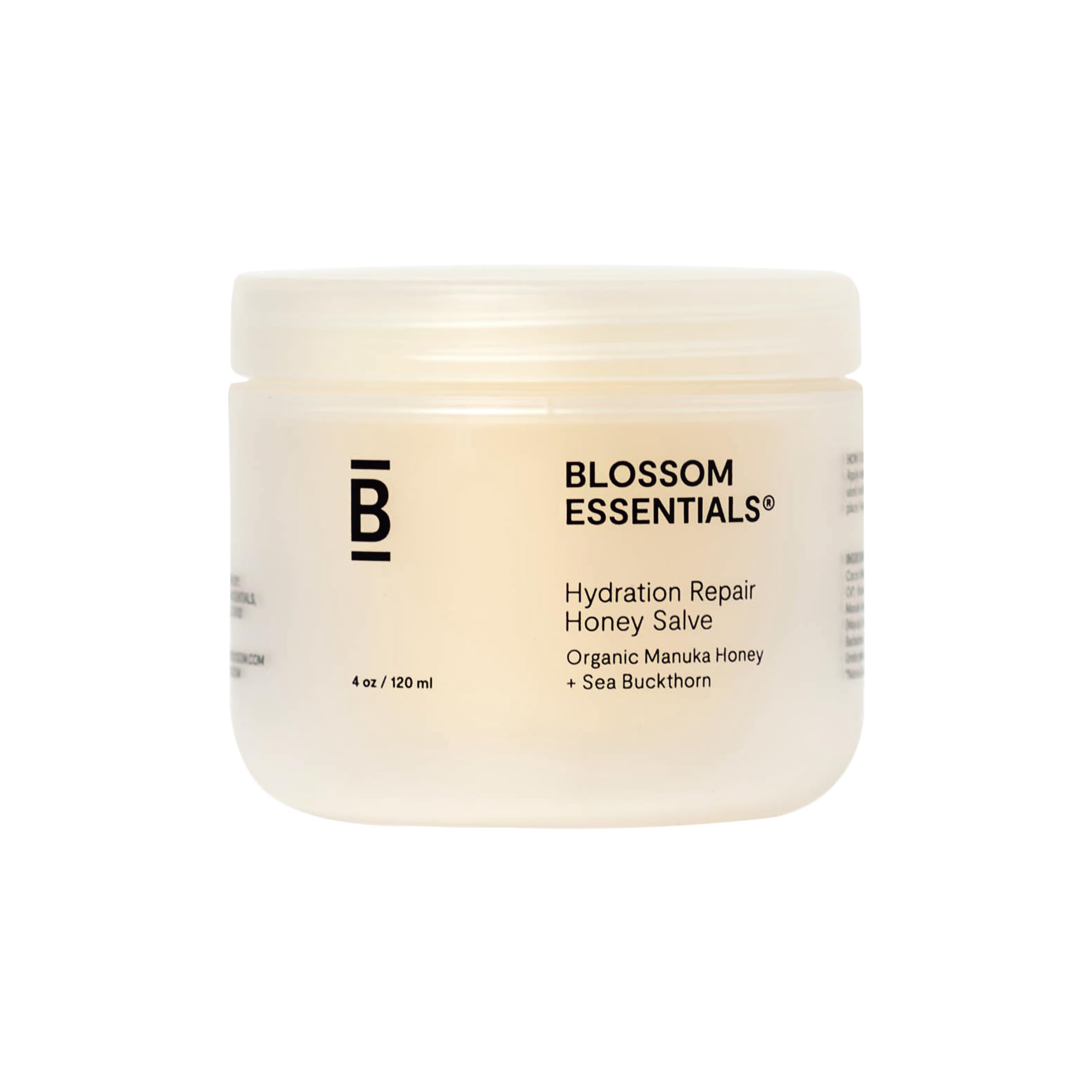 Baume Blossom Essentials au miel Manuka sur flacon, hydratation nourrissante pour peau sensible