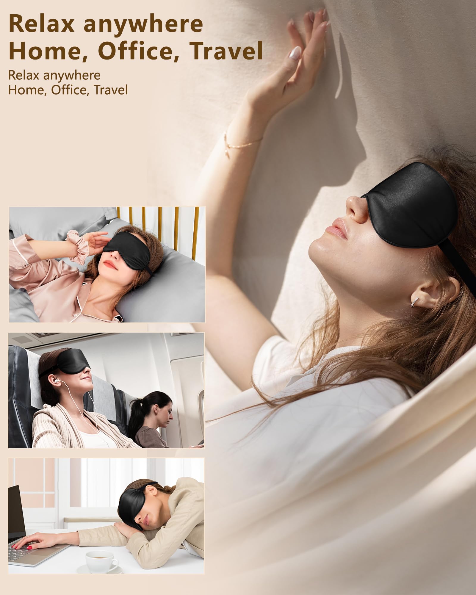 BLSSNZ masque soie noir offre un contact doux sur le visage