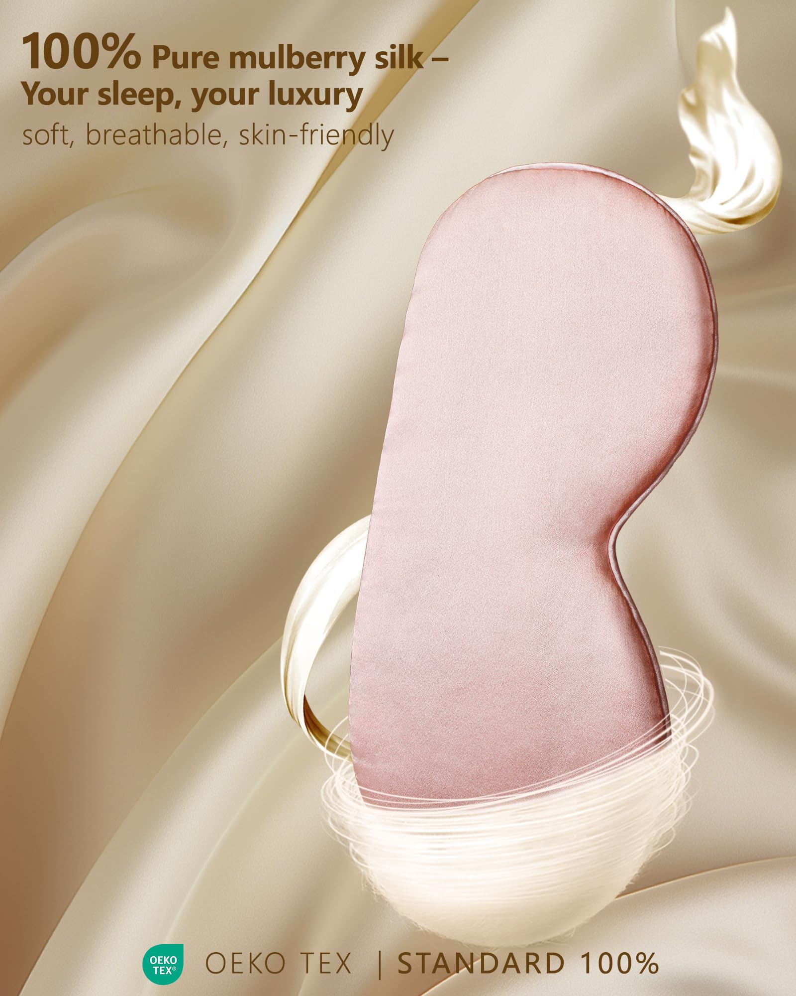 BLSSNZ masque-sommeil-soie-rose-bande-reglable, ajustement confortable sans pression.
