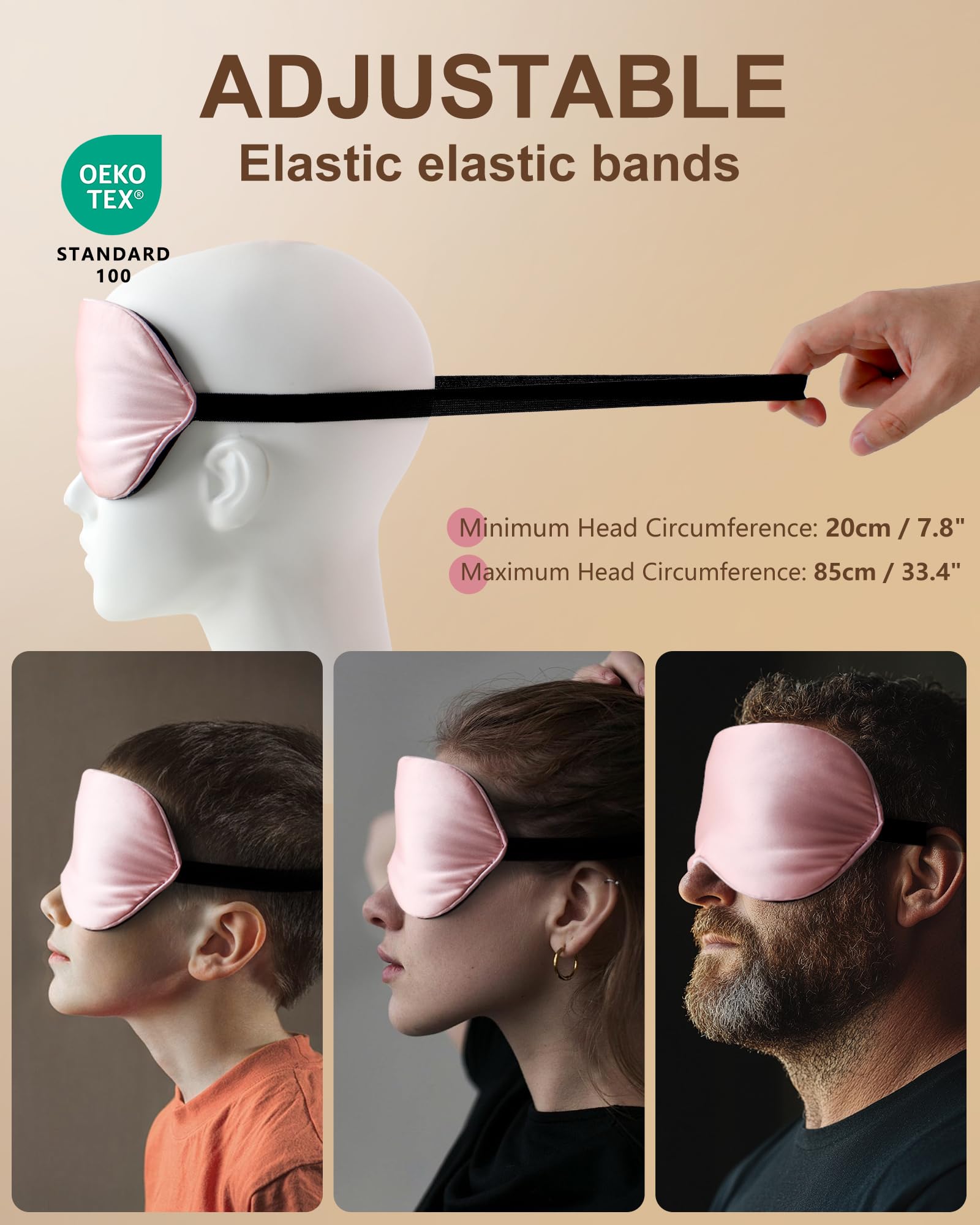BLSSNZ masque-sommeil-soie-rose-design-large, évite les fuites de lumière.