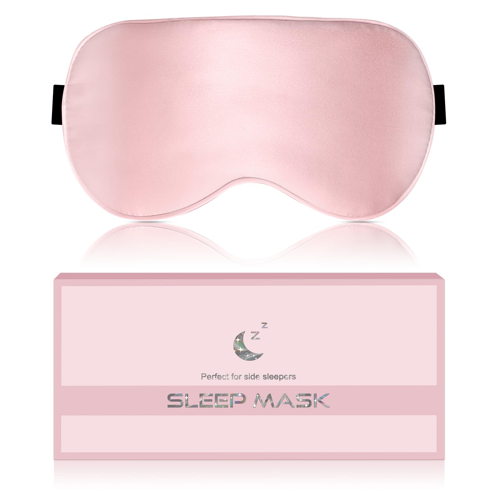 BLSSNZ masque-sommeil-soie-rose, douceur luxueuse pour le repos.