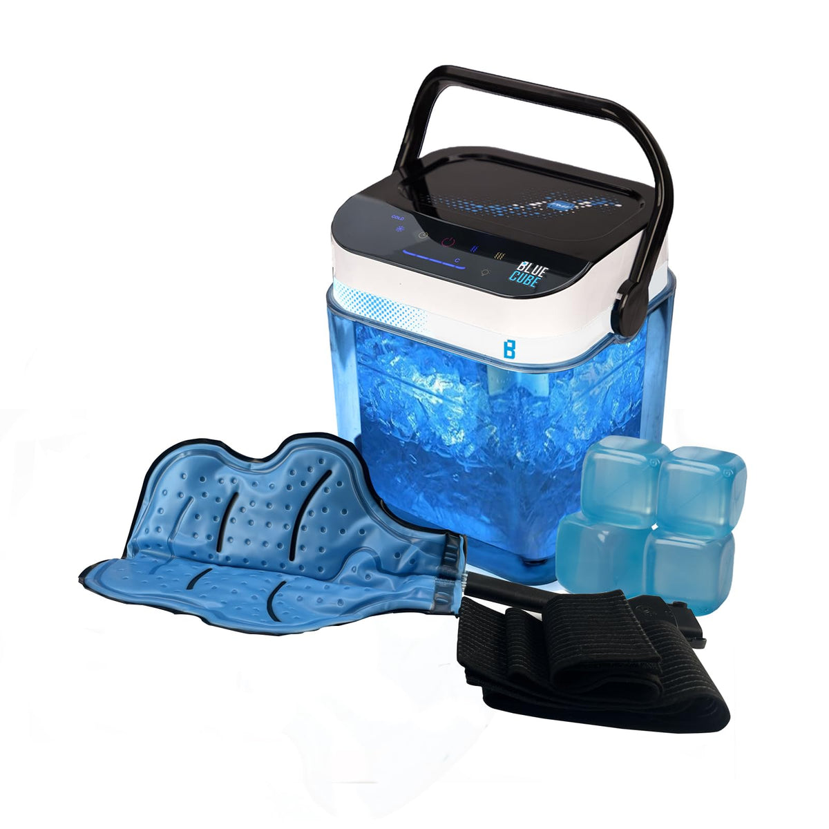 Blue Cube appliqué au genou avec thérapie par le froid circulante et massage d'air