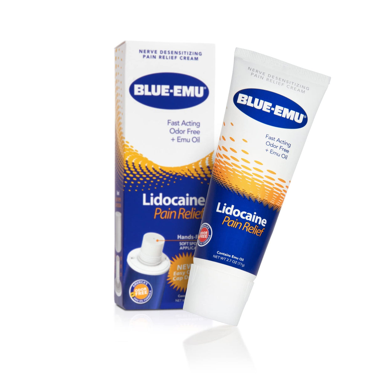 Blue-Emu Crème Relief Douleur Lidocaïne, bouteille pratique pour un soulagement ciblé.