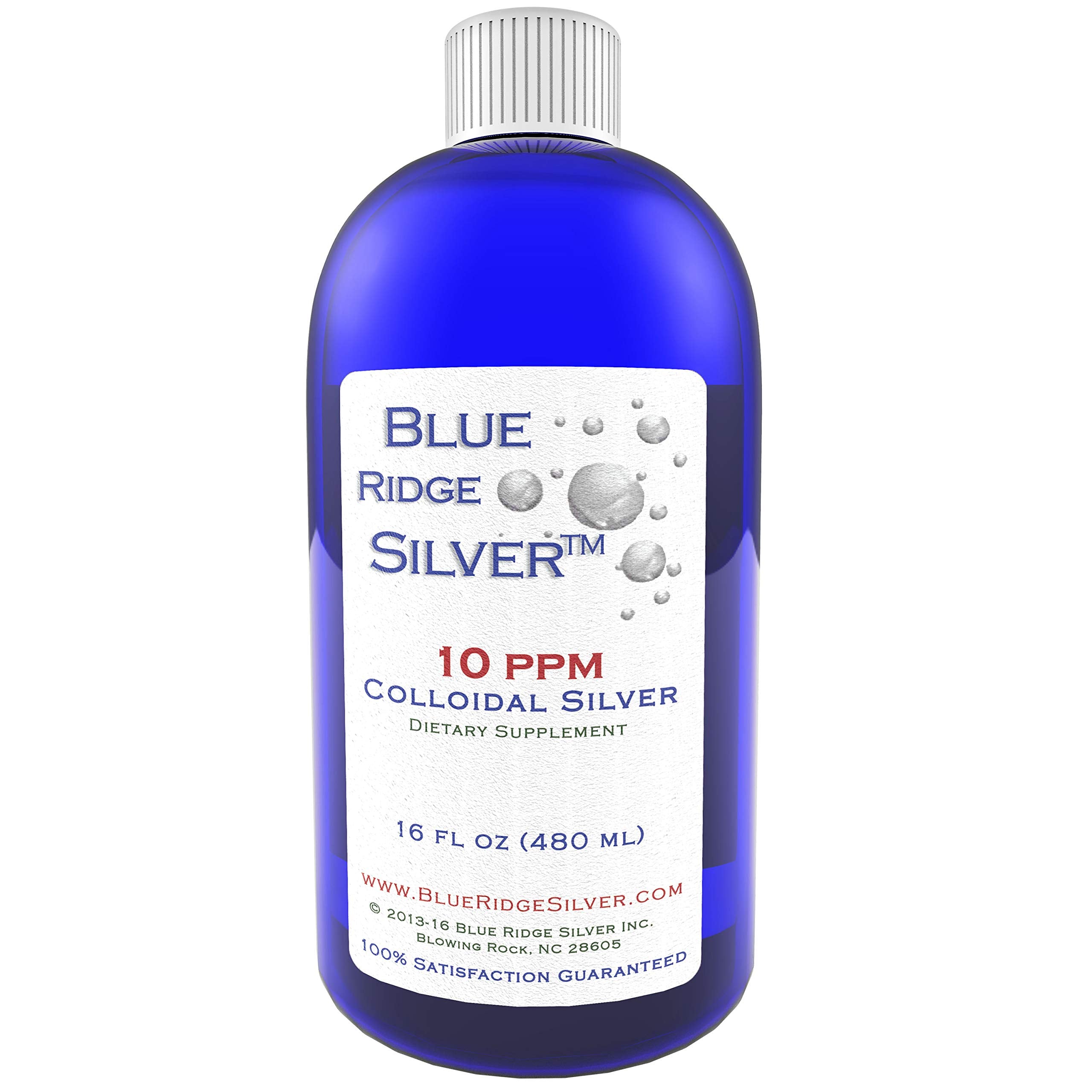 Blue Ridge Silver — Bouteille 10ppm claire, pratique pour une utilisation quotidienne.