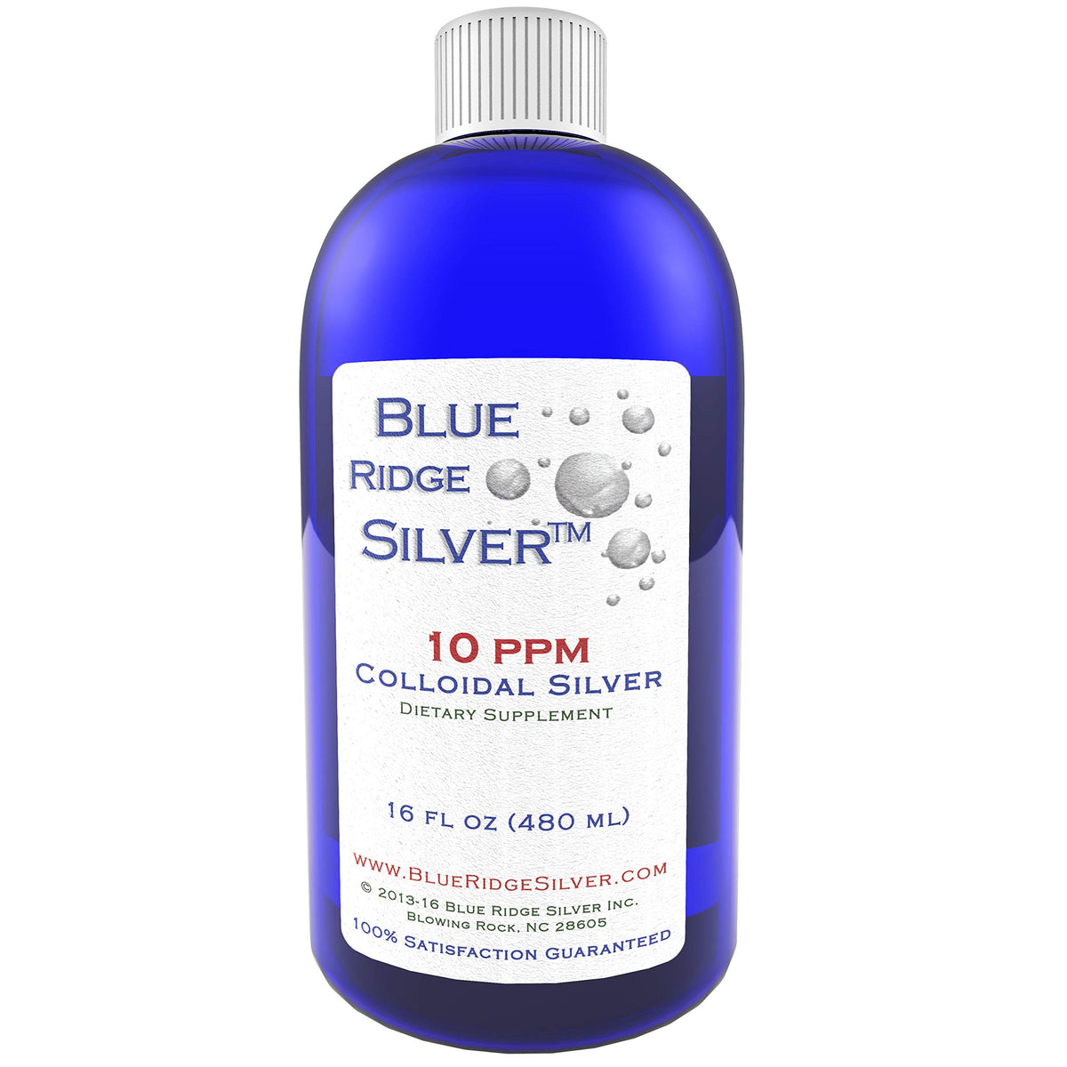 Blue Ridge Silver — Bouteille 10ppm claire, pratique pour une utilisation quotidienne.