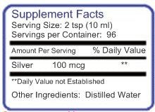 Etiquette Blue Ridge Silver argent-colloidal montrant traçabilite et purete