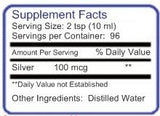 Etiquette Blue Ridge Silver argent-colloidal montrant traçabilite et purete