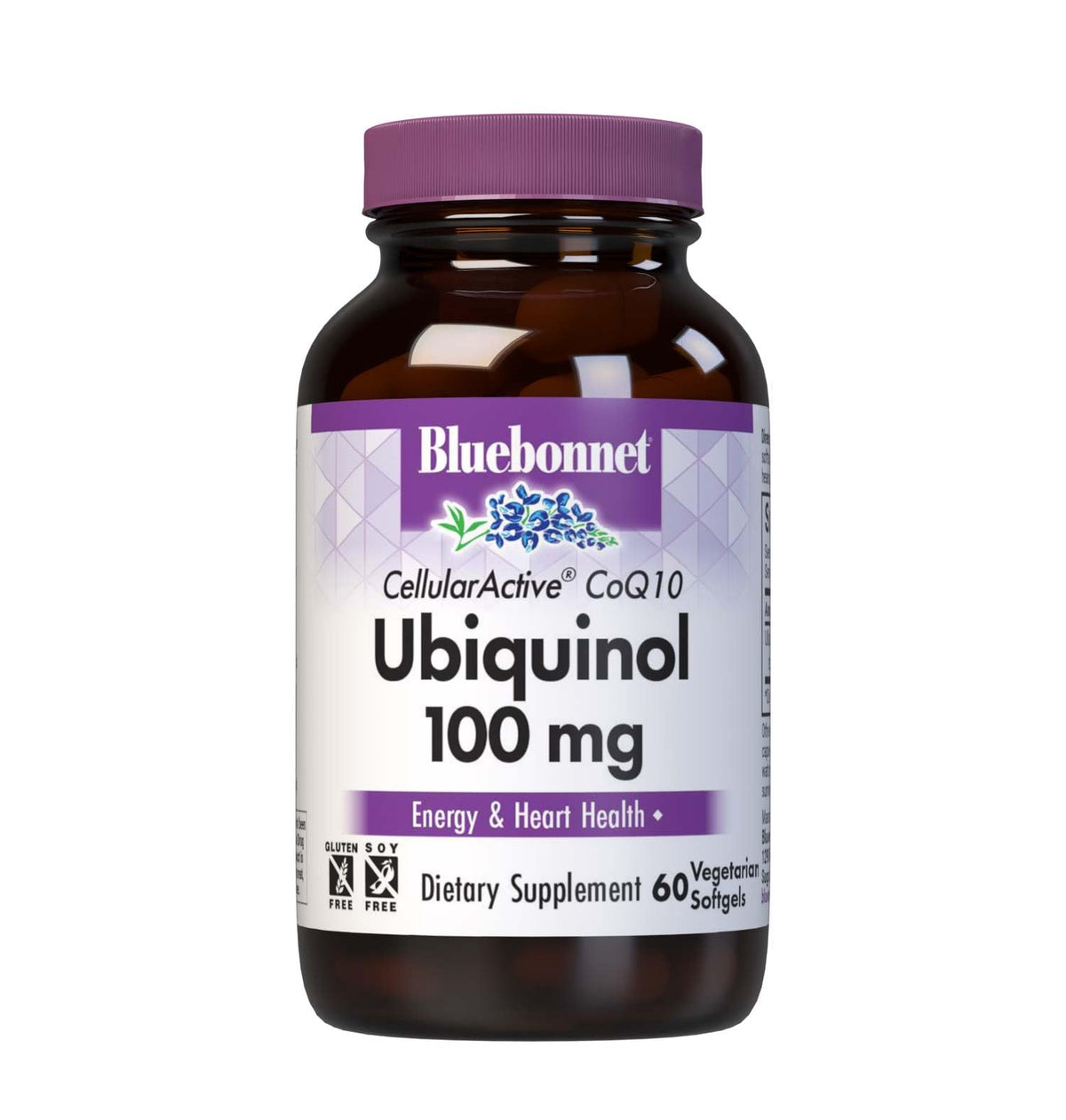 Bluebonnet CellularActive CoQ10 ubiquinol, bouteille visible, potentiel soutien d'énergie quotidienne.