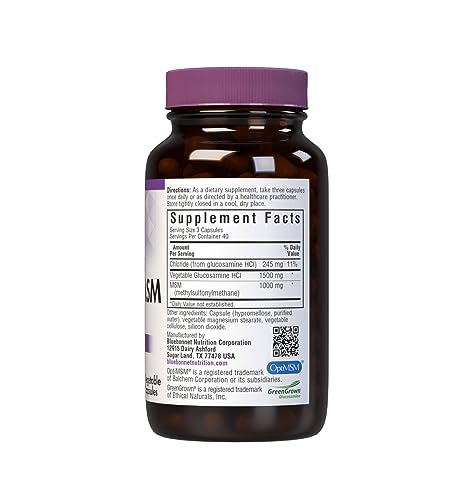 BlueBonnet bouteille: glucosamine MSM pour une utilisation pratique au quotidien.