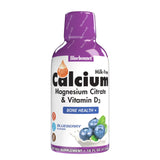 BlueBonnet Calcium citrate et magnésium citrate en liquide dans une bouteille, facilité d'ingestion