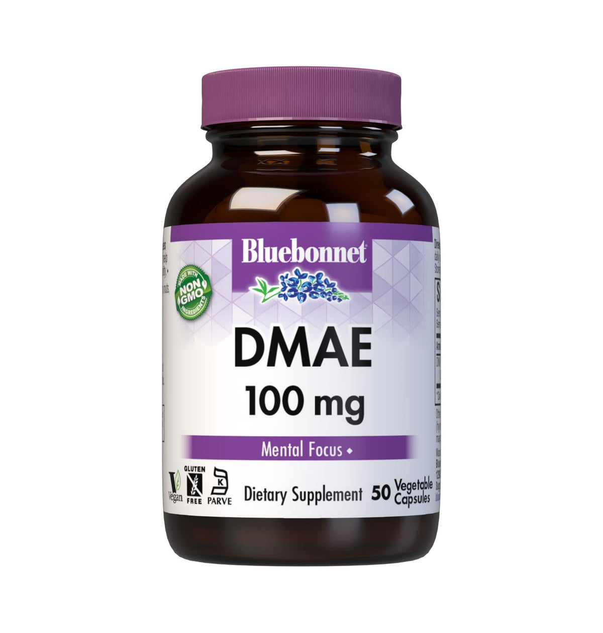 BlueBonnet DMAE 100 mg : bouteille montrant le complément pour soutenir la concentration